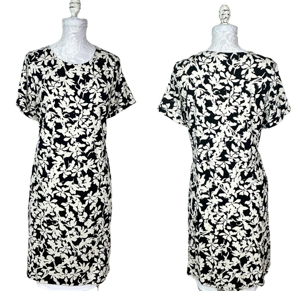 J. Jill Black and White Floral Shift Dress